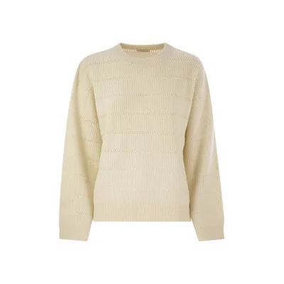 Kaschmir- und Wollpullover mit Rundhalsausschnitt
