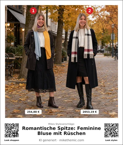 Romantische Spitze: Feminine Bluse mit Rüschen