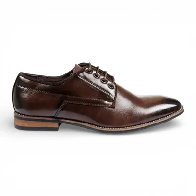 Braune, klassische, schlichte Derby-Brogue-Schnürschuhe für Herren
