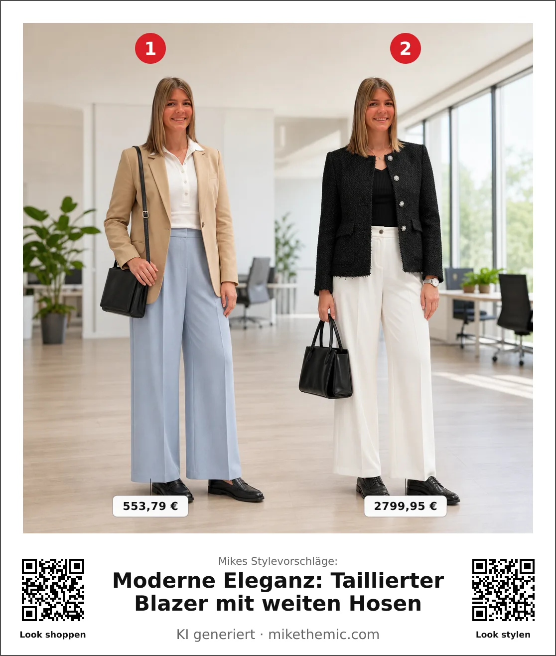 Moderne Eleganz: Taillierter Blazer mit weiten Hosen