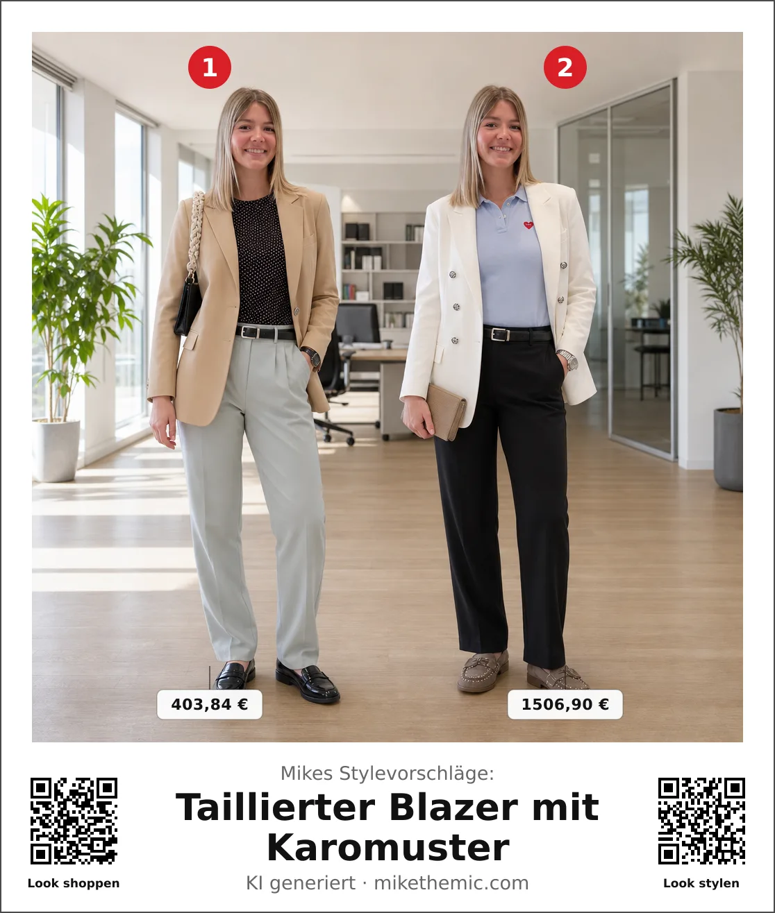 Taillierter Blazer mit Karomuster