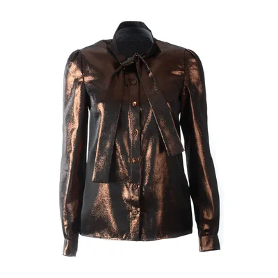 Dolce & Gabbana Damen Bluse mit Schleife und langen Ärmeln