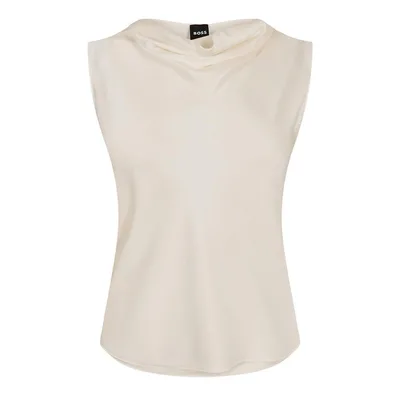 Boss - Bluse für Damen, Wasserfallausschnitt, Muschel, Ärmellos (Weiß)