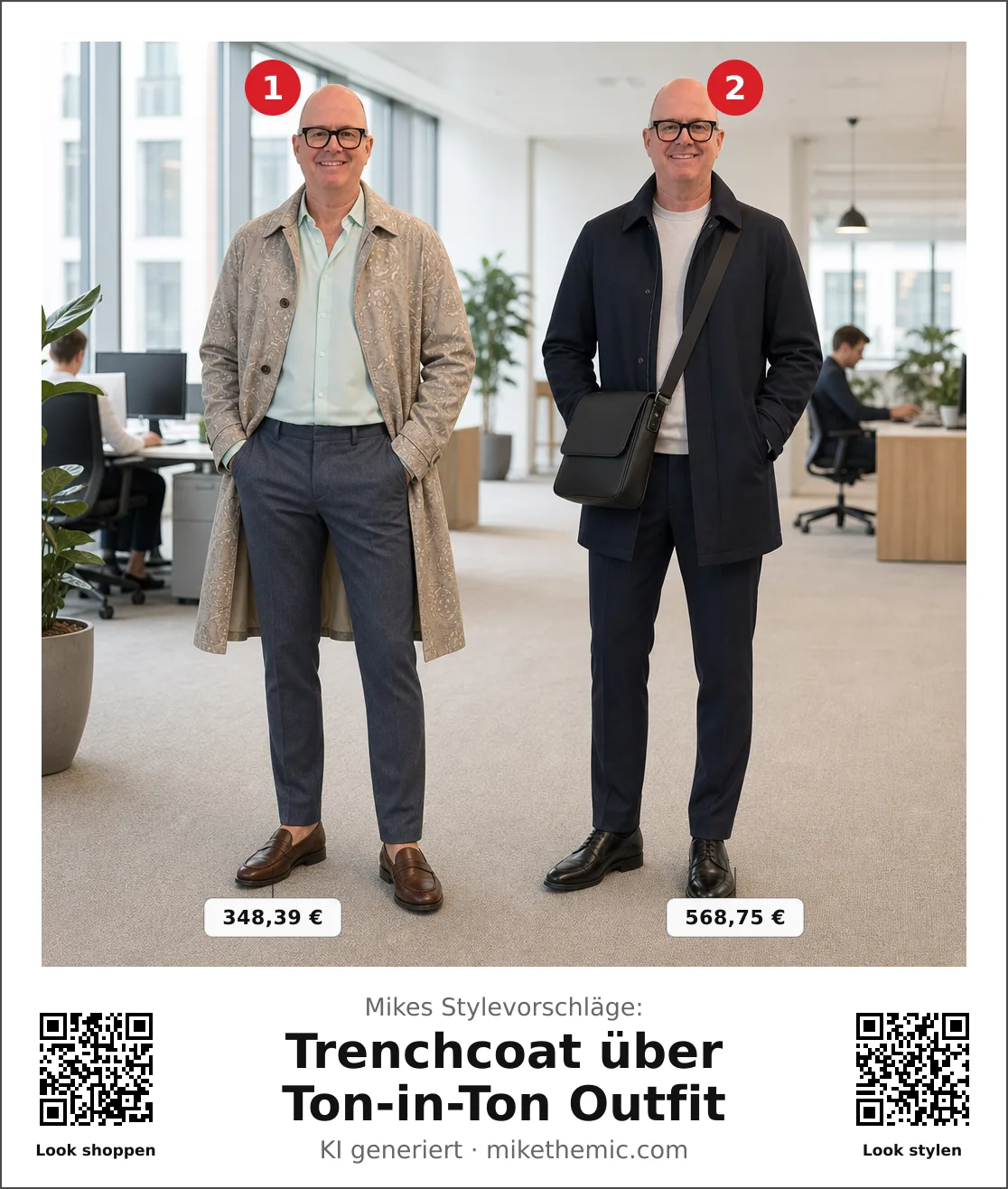 Trenchcoat über Ton-in-Ton Outfit