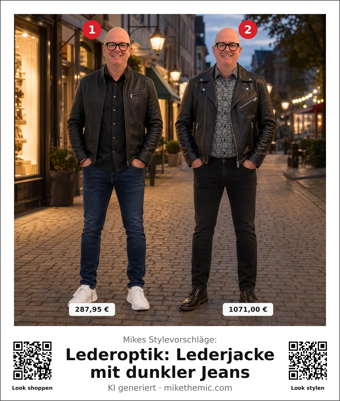 Lederoptik: Lederjacke mit dunkler Jeans